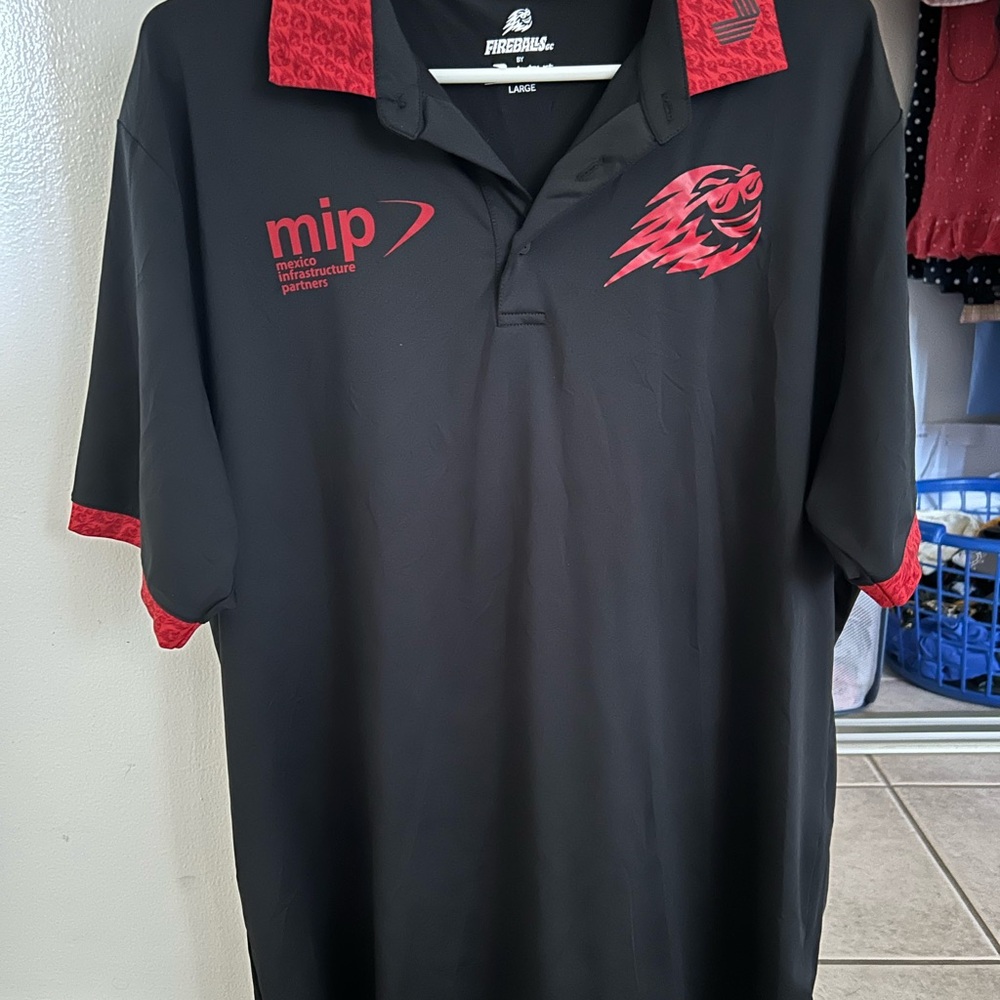 Stubert LIV golf Team Fireballs Black Polo Shirt with Red Accents